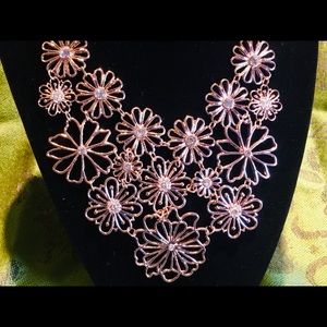 Rose-Gold Tone Floral Statement Piece Jewel Detail